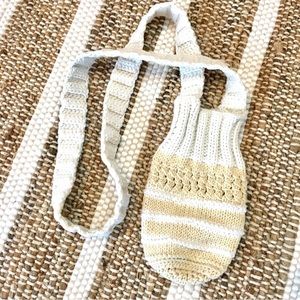 Cleaning octet knit cotton water bottle hold purse bag tote white ivory …
